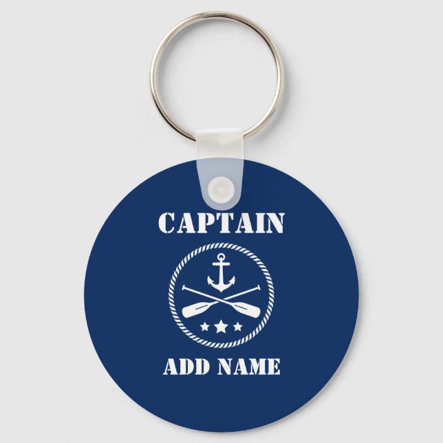 Anchor & Ors kapten Namn eller Boat Namn Navy Blue Nyckelring (Framsida)