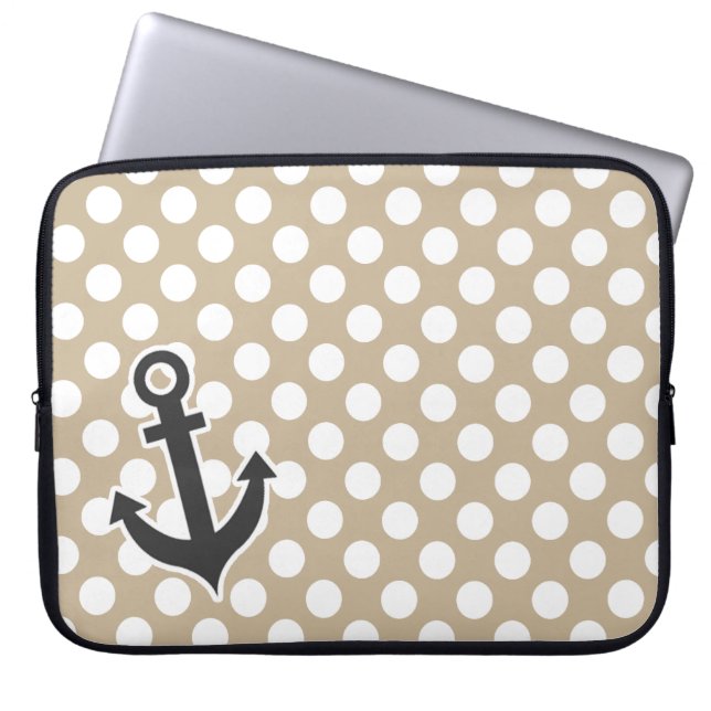 Anchor på Khaki Polka dots Laptop Fodral (Framsidan)