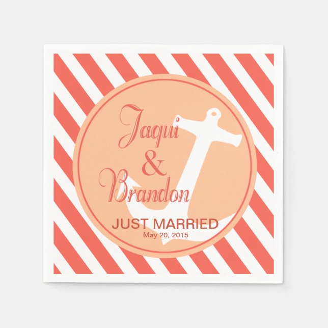 Anchor på Rand Nautical | korallpersika Pappersservett (Framsidan)