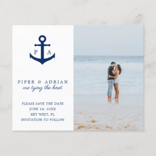 Anchor Photo Nautical Budget Bröllop spara datum Flygblad