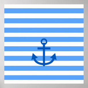 Anchor Rand Blue & White Poster