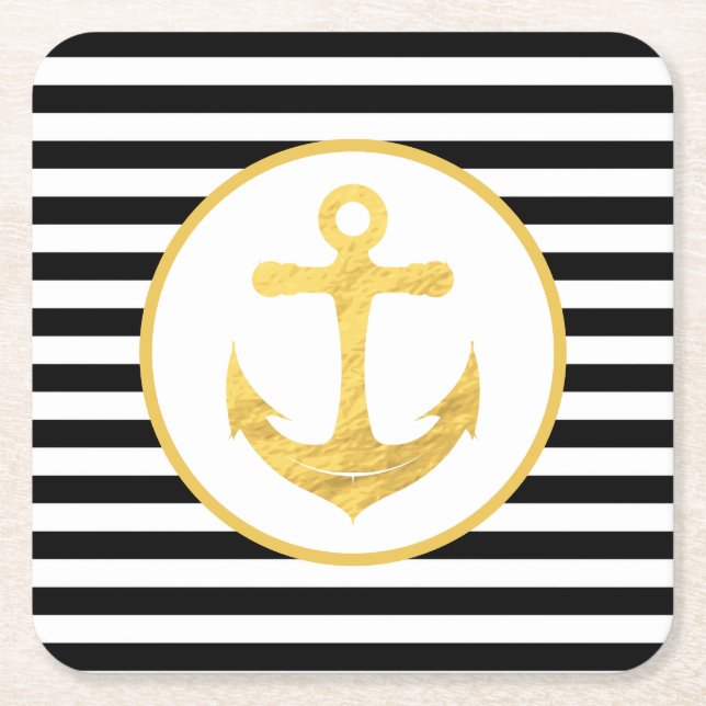 Anchor & Rand | Nautiskt tema | UNDERLÄGG Papper Kvadrat (Framsidan)