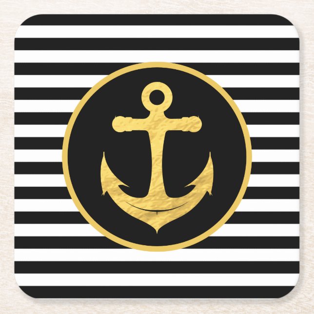 Anchor & Rand | Nautiskt tema | UNDERLÄGG Papper Kvadrat (Framsidan)