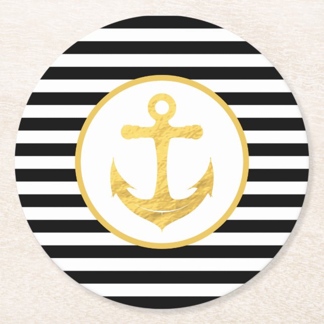 Anchor & Rand | Nautiskt tema | UNDERLÄGG Papper Rund (Framsidan)