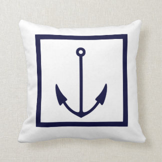 Anchor rand WHITE on NAVY BLUE PILLOW Kudde