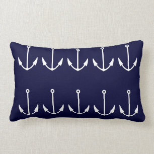 Anchor rand WHITE on NAVY BLUE PILLOW Lumbarkudde