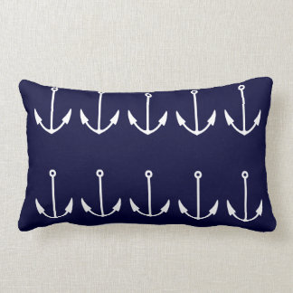 Anchor rand WHITE on NAVY BLUE PILLOW Lumbarkudde
