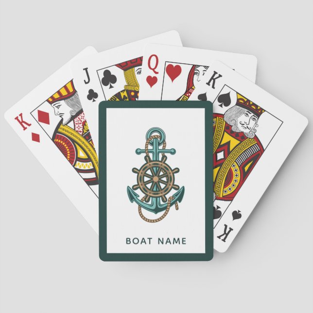 Anchor Rope Wheel Boat Namn Nautical Anpassningsba Casinokort (Baksidan)