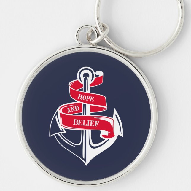 Anchor Rund Silverfärgad Nyckelring (Framsidan)