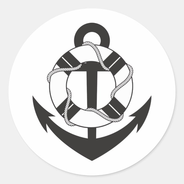 Anchor Runt Klistermärke (Framsida)