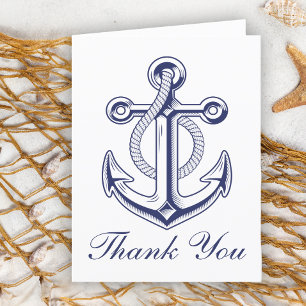 Anchor Sailor Navy Blue Nautical Bröllop Tack Kort