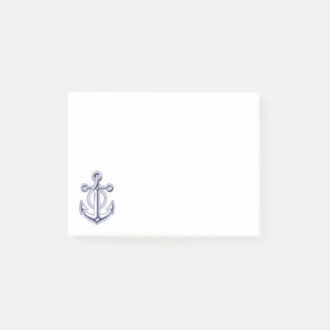 Anchor Sailor Navy Blue Nautical Ocean Boat Post-it Block (Framsida)