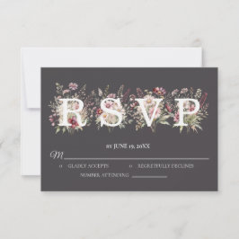 Anchor Spring Floral Wedding RSVP card OSA Kort