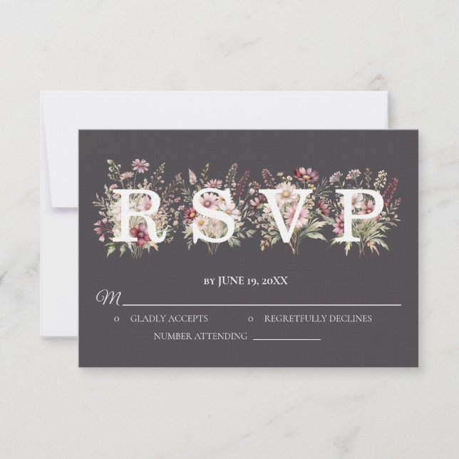 Anchor Spring Floral Wedding RSVP card OSA Kort (Framsida)