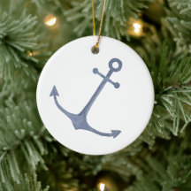 Anchor Watercolor Blue jul Ornament