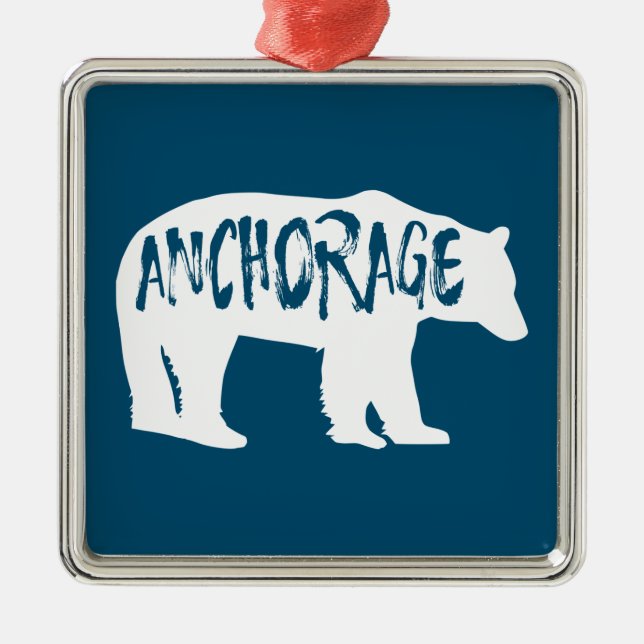 Anchorage Alaska Bear Julgransprydnad Metall (Framsidan)