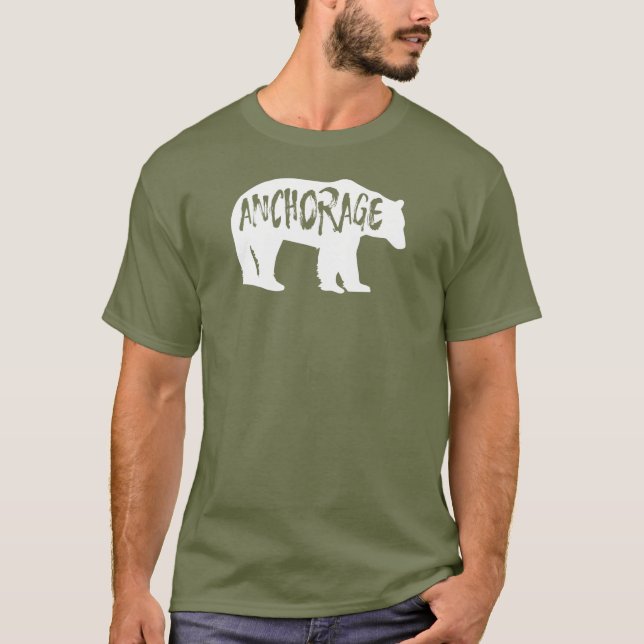 Anchorage Alaska Bear T Shirt (Framsida)