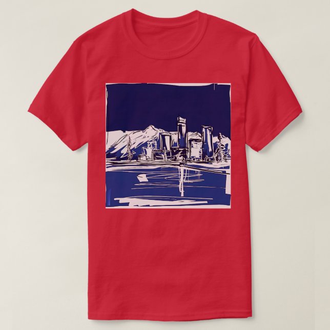 Anchorage Alaska Blue Abstrakt Art TShirt T Shirt (Design framsida)