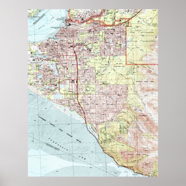 Anchorage Alaska Karta (1994) Poster (Framsidan)