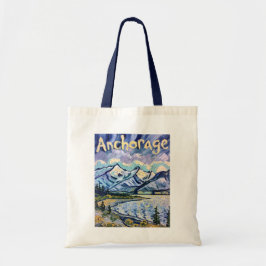 Anchorage Alaska Landskap Van Gogh Vintage Resa Tygkasse