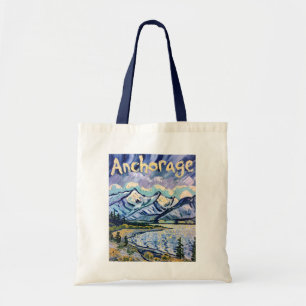 Anchorage Alaska Landskap Van Gogh Vintage Resa Tygkasse