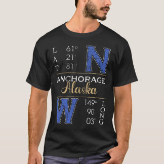 Anchorage Alaska Latitude och longitud T Shirt