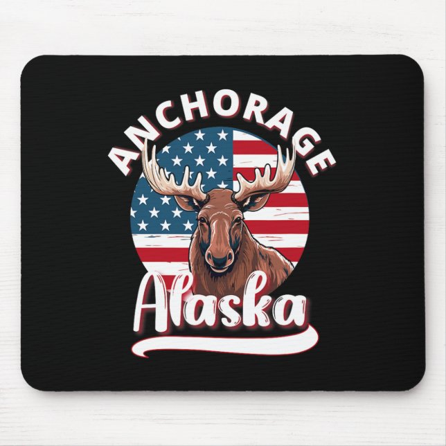 Anchorage Alaska Moose Vituring Alaska Flagga Hunt Musmatta (Framsidan)