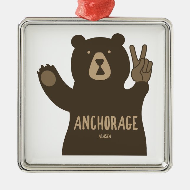 Anchorage Alaska Peace Bear Julgransprydnad Metall (Framsidan)