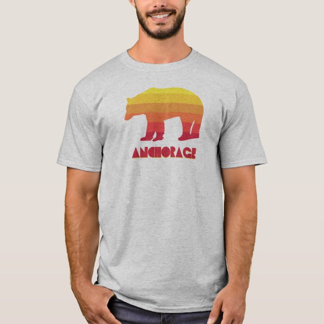 Anchorage Alaska Rainbow Bear T Shirt (Framsida)