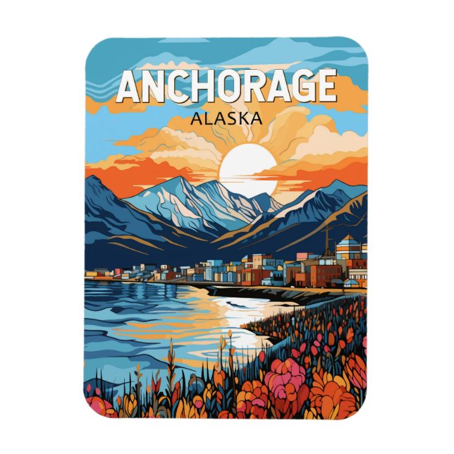 Anchorage Alaska Resa Konst Vintage Magnet (Vertikal)