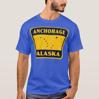 Anchorage Alaska Retro Badge Blue T Shirt