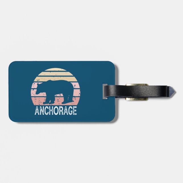 Anchorage Alaska Retro Bear Bagagebricka (Baksida Vågrät)