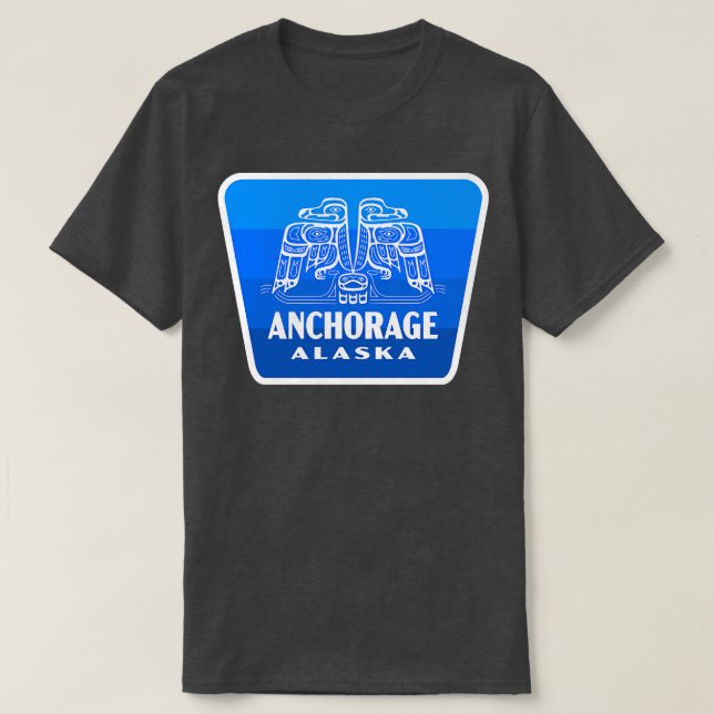 Anchorage Alaska Retro Bird Badge Blue T Shirt (Design framsida)