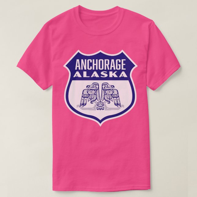 Anchorage Alaska Retro Bird Shield Blue T Shirt (Design framsida)