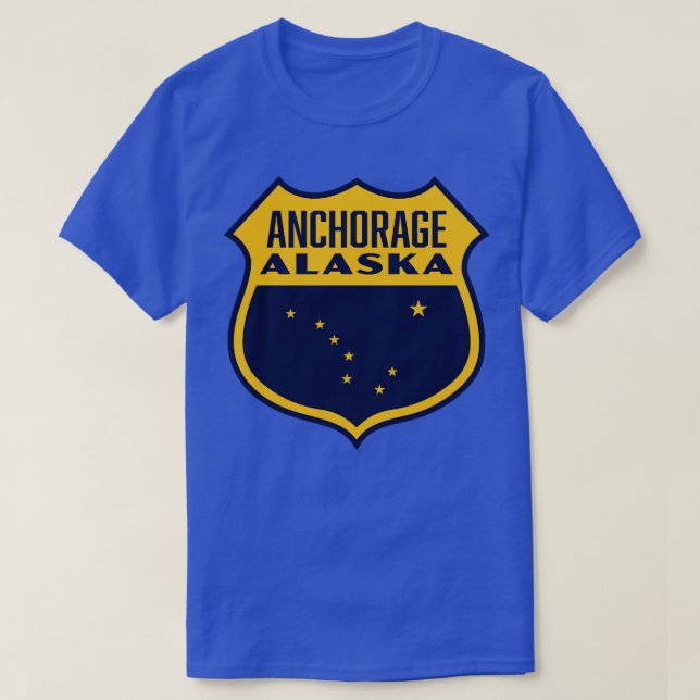 Anchorage Alaska Retro Shield Gult T Shirt (Design framsida)