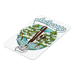 Anchorage Alaska Ski logotyp Magnet