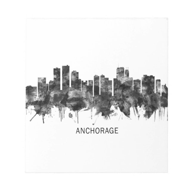 Anchorage Alaska skyline BW Anteckningsblock (Framsida)