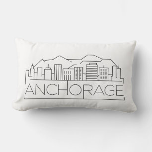 Anchorage, Alaska Skyline Lumbar Pillow Lumbarkudde