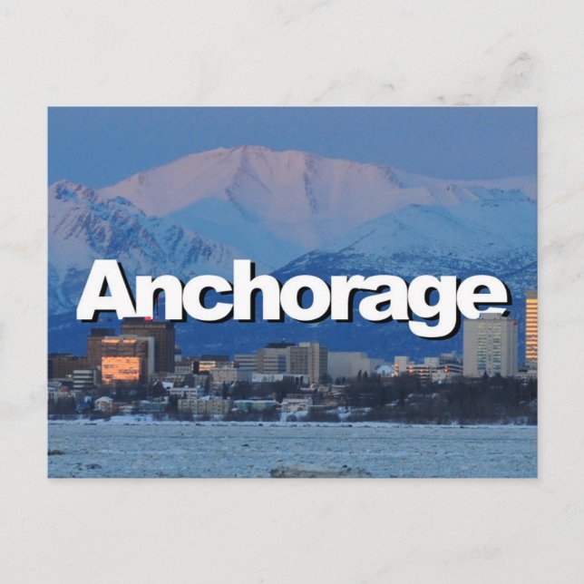 Anchorage Alaska Skyline med ankorage i Himlar Vykort (Framsida)