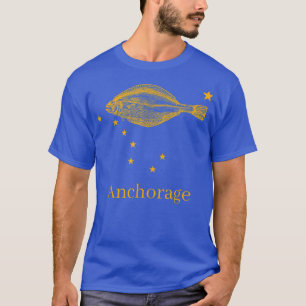 Anchorage Alaska Statlig flagga Halibut Fishing T Shirt