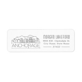 Anchorage, Alaska Stylized Skyline | Returadress Etikett