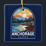 Anchorage Alaska Travel Art Emblem Julgransprydnad Keramik<br><div class="desc">Färgdesign för förankringstyp för vektor. Anchorage är den största staden i Alaska,  som ligger mellan Chugachbergen och Cook Inlet. Det är känt för sin småstadskänsla,  vänliga gemenskap och fantastiska landskap.</div>