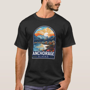Anchorage Alaska Travel Art Emblem T Shirt