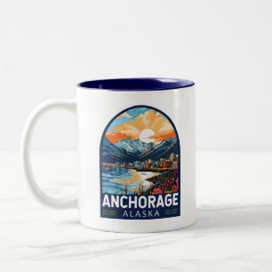 Anchorage Alaska Travel Art Emblem Två-Tonad Mugg