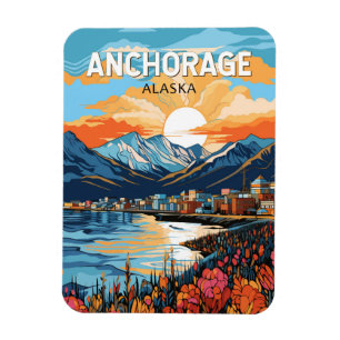 Anchorage Alaska Travel Art Vintage Magnet