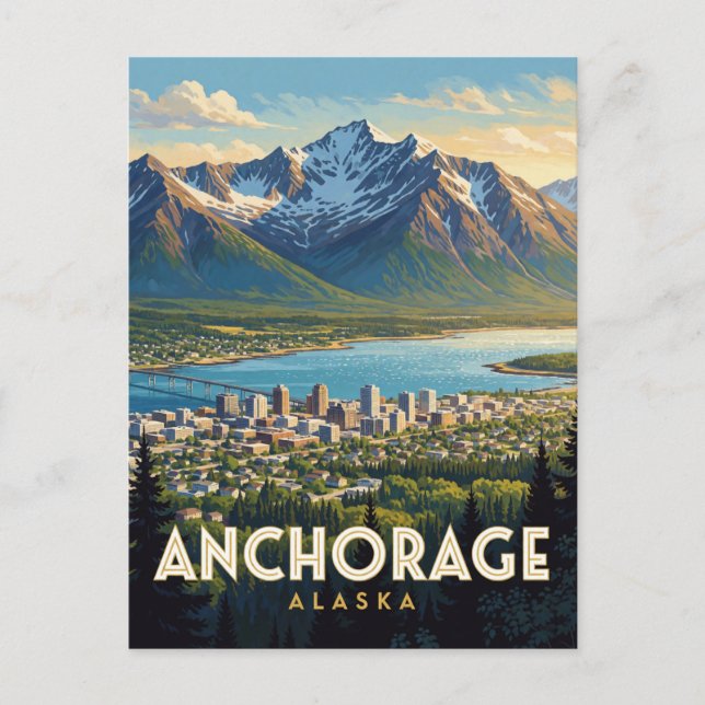 Anchorage Alaska Turnagain Arm Resa Vykort (Framsida)