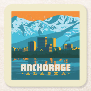 Anchorage, Alaska Underlägg Papper Kvadrat