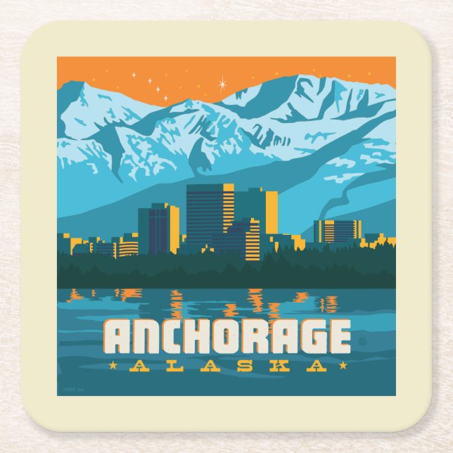 Anchorage, Alaska Underlägg Papper Kvadrat (Framsidan)