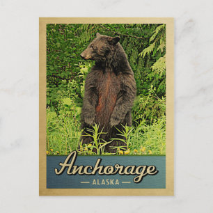 Anchorage Alaska Vintage resor Bear Vykort