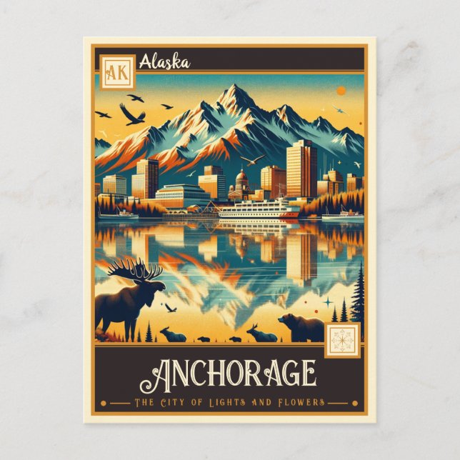 Anchorage, Alaska | VINTAGE Vykort (Framsida)